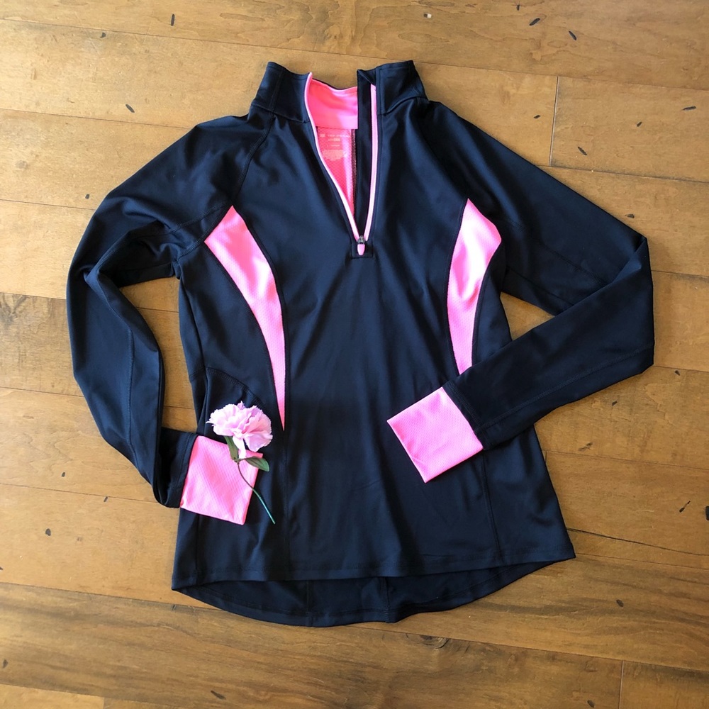 Tek Gear Quarter Zip black and pink, EUC